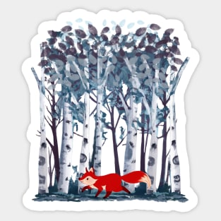 The Birches, fox and watercolor style Sticker